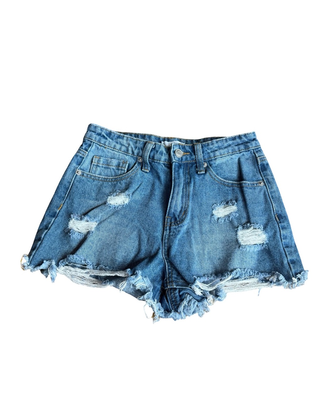 BP Mid-Rise Denim Shorts Cutoff Distressed Raw Hem Medium Wash Jean Size 25